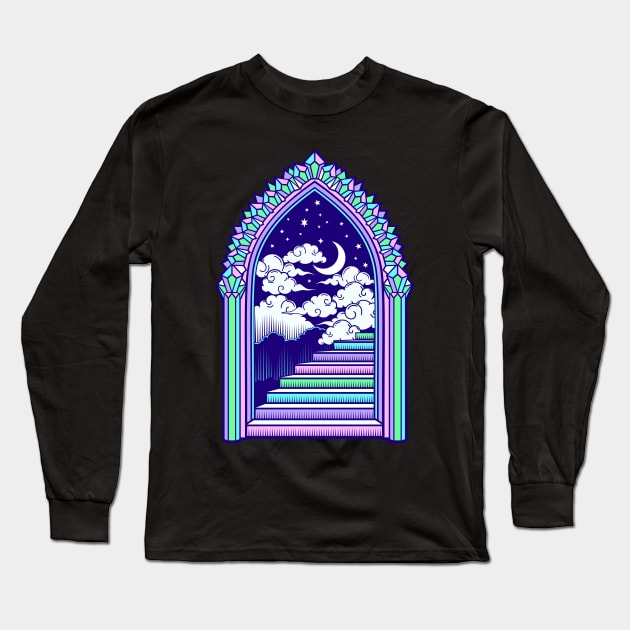 Rainbow Portal Long Sleeve T-Shirt by RavenWake